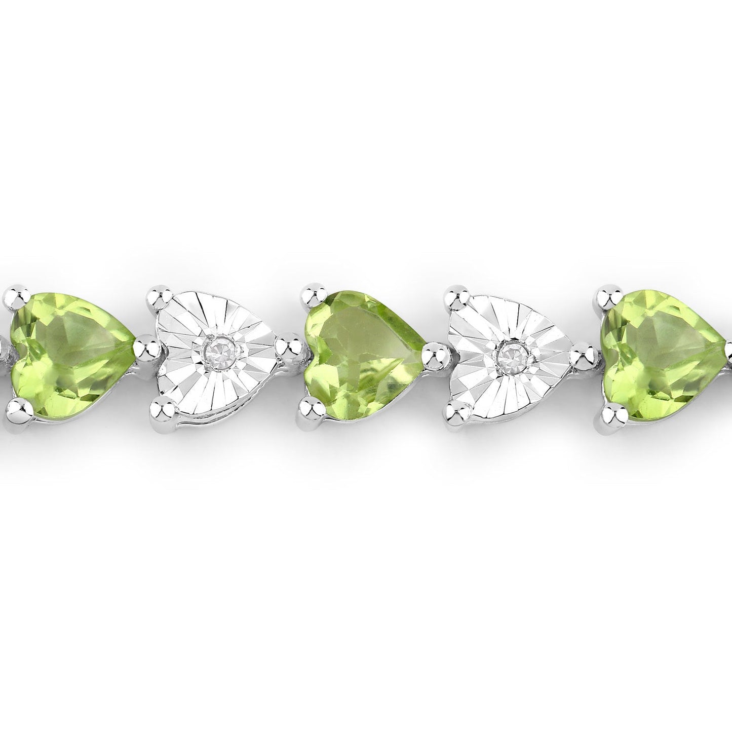 6.74 Carat Genuine Peridot & Diamond Sterling Silver Bracelet