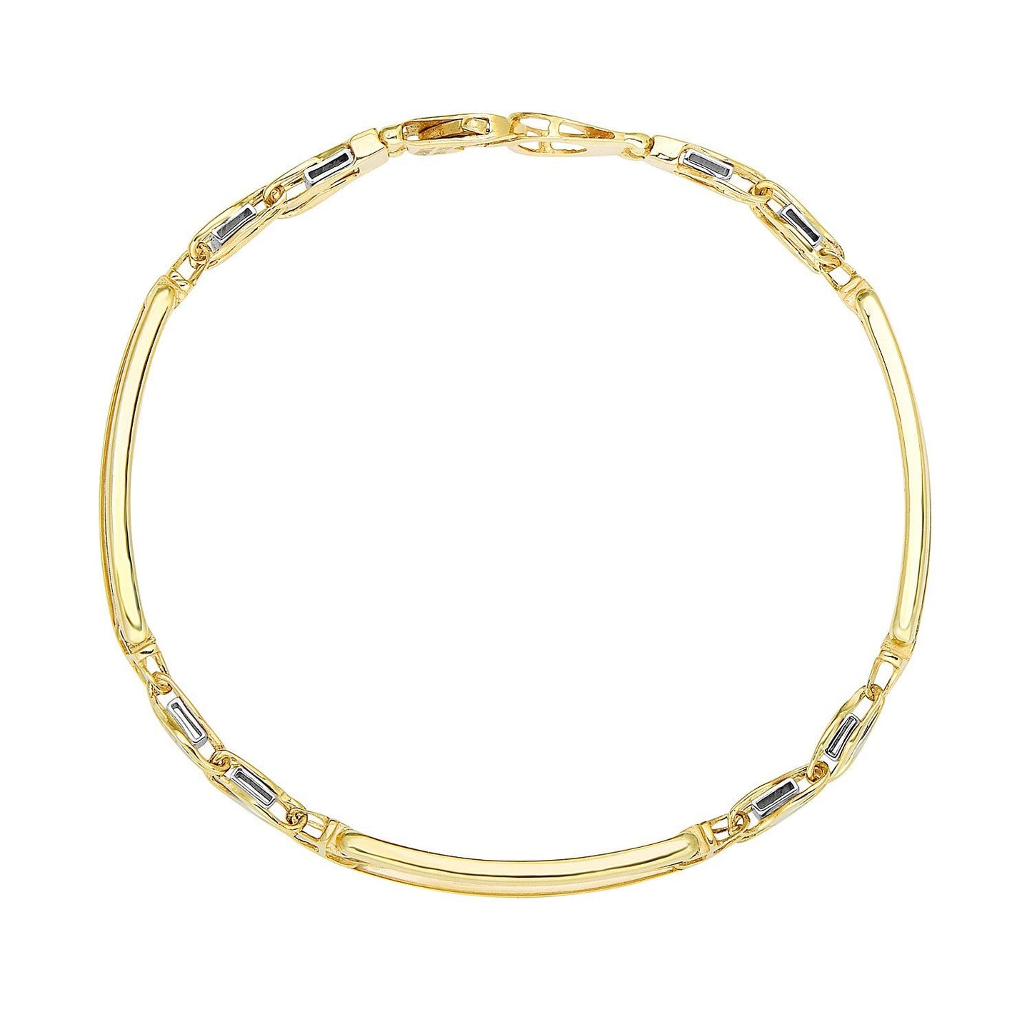 14k Two-Tone Gold Fancy Bar Style Men's Bracelet