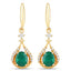 Pendientes de Esmeralda Zambiana y Diamante de 0.70 Quilates en Oro Amarillo de 14K