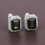3.57 Carat Green Tourmaline & Diamond 14K White Gold Earrings