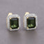 3.57 Carat Green Tourmaline & Diamond 14K Yellow Gold Earrings