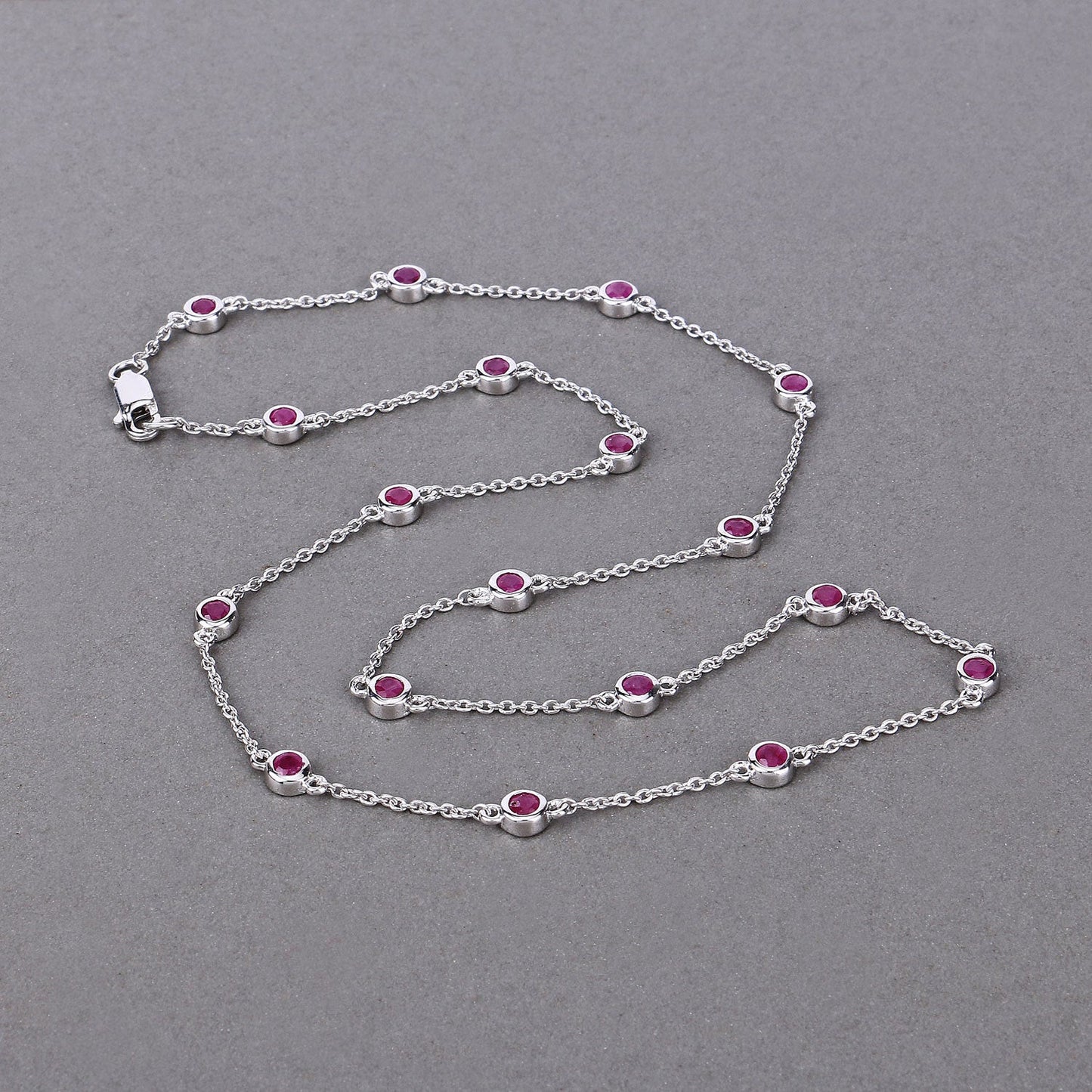2.34 Carat Genuine Ruby Necklace in .925 Sterling Silver