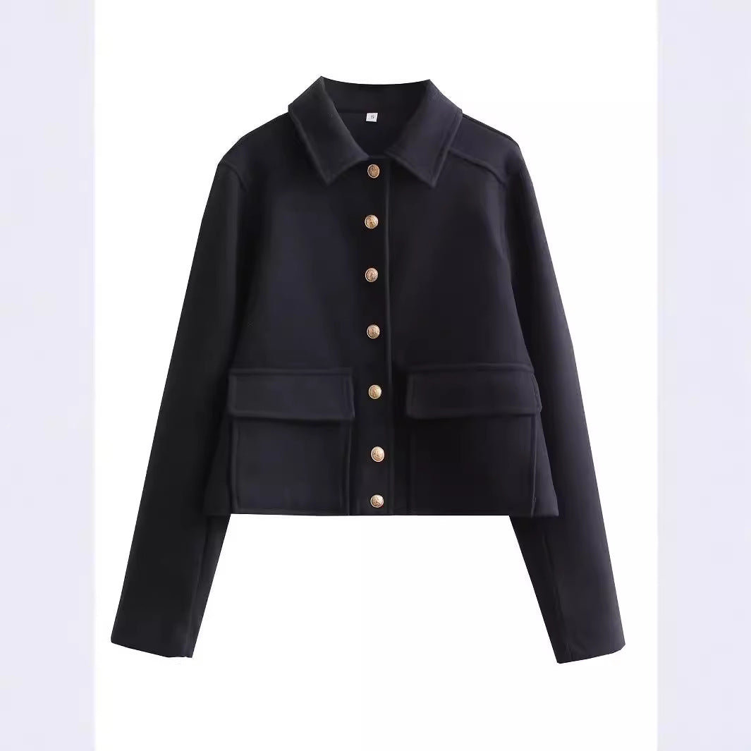 Women's Soft Metal-Buckle Decorated Coat