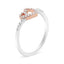 Bague de Promesse en Cœur en Diamant Plaqué Or Rose 14K et Argent Sterling Blanc