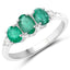 1.14 Carat Genuine Zambian Emerald and White Diamond Ring in 14K White Gold