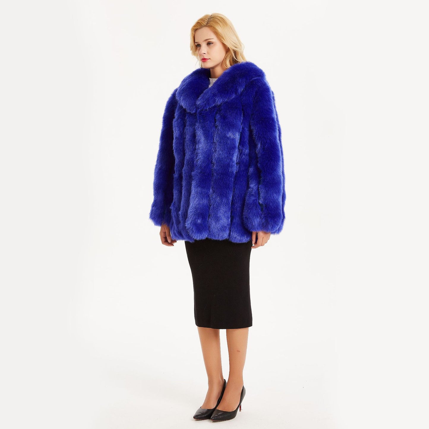 Stylish Fox-Fur Lapel Coat for Women