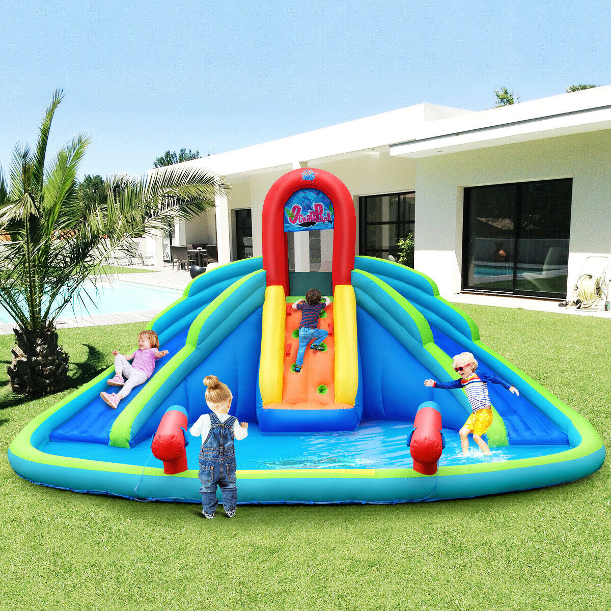 Inflatable Water Slide Bounce House with Splash Pool