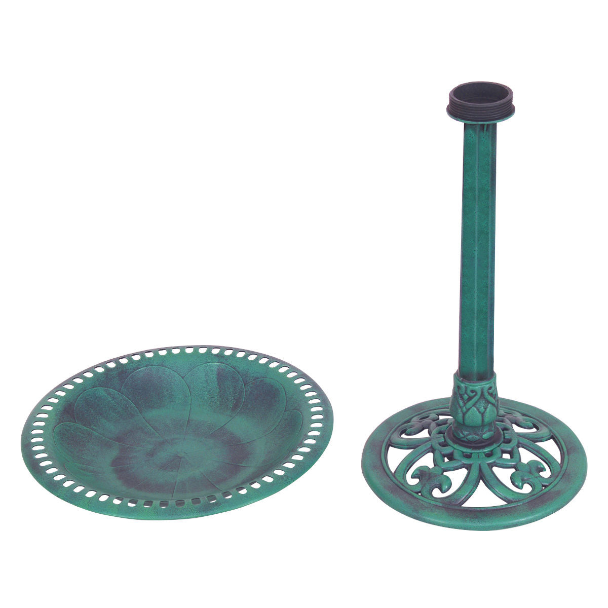 Elegant Green Pedestal Bird Bath Feeder for Gardens