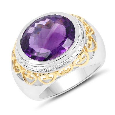 6.92 Carat Genuine Amethyst Sterling Silver Engagement Ring