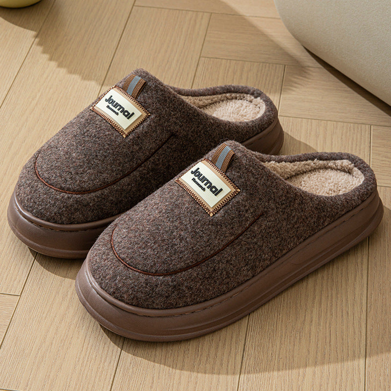 Men's Plus Size Cotton Slippers with Thickened Sole
