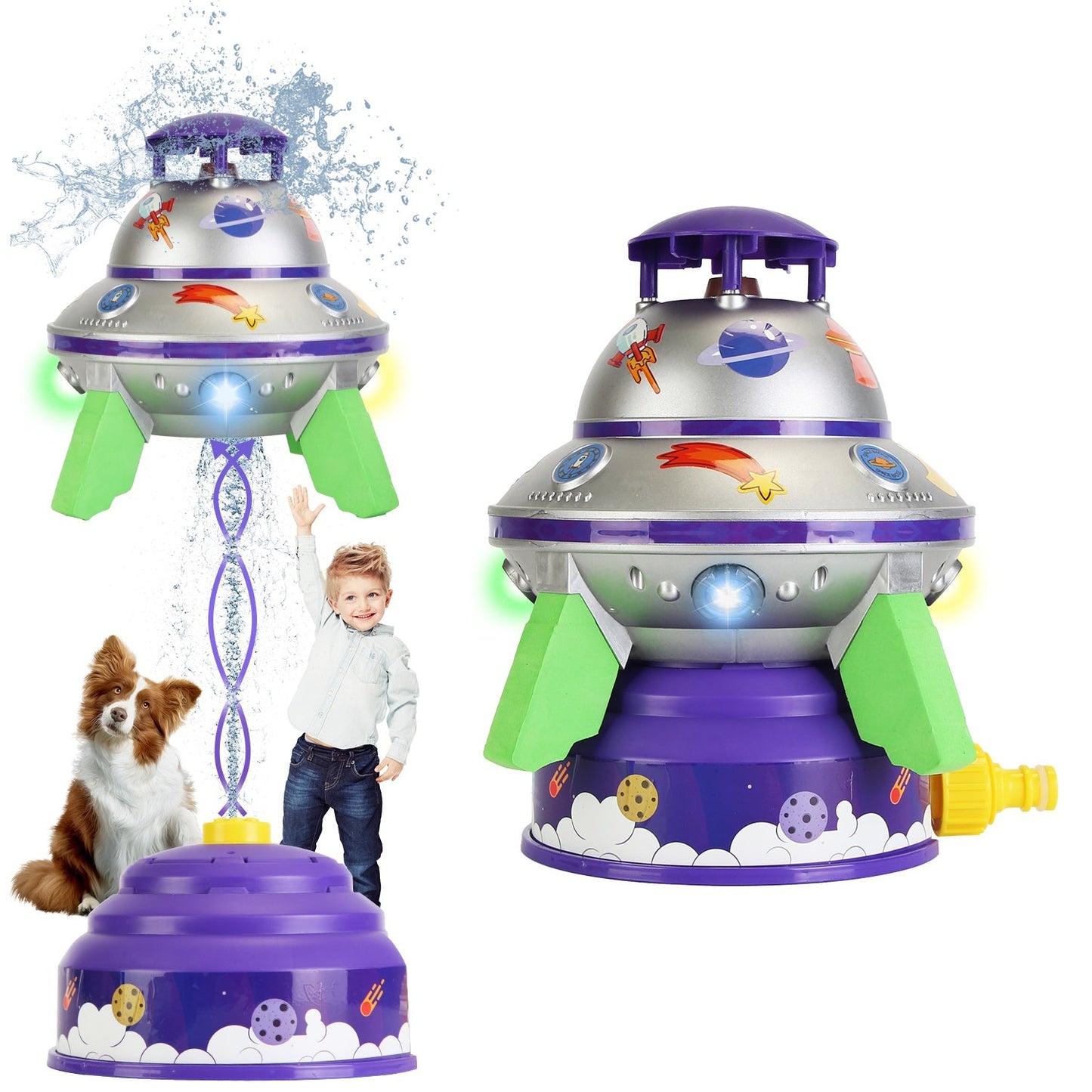 Gbruno UFO Water Sprinkler - Colorful LED Outdoor Toy