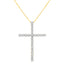 Collar con colgante de cruz de diamantes de plata esterlina chapada en oro de 10K - 18"