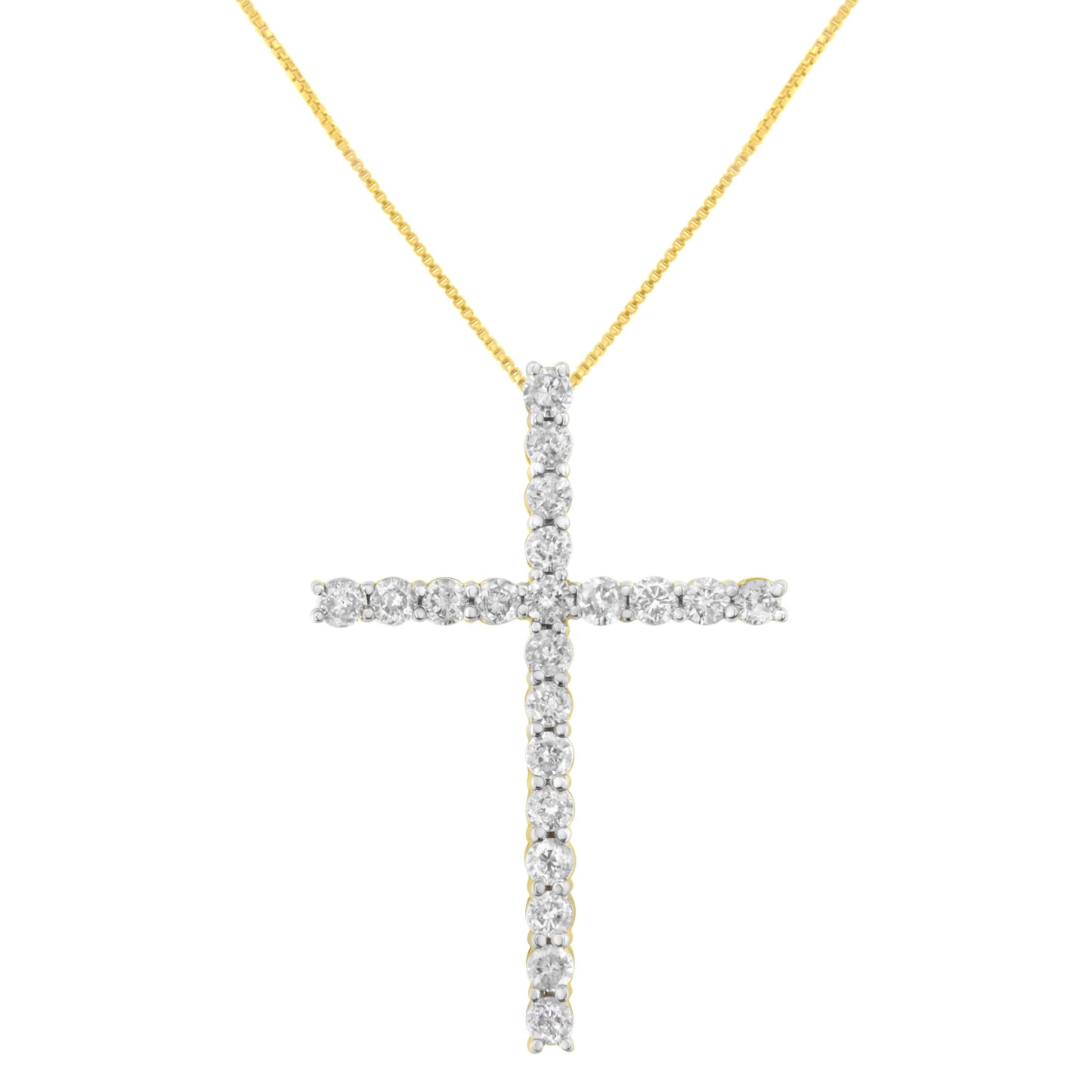 Collar con colgante de cruz de diamantes de plata esterlina chapada en oro de 10K - 18"