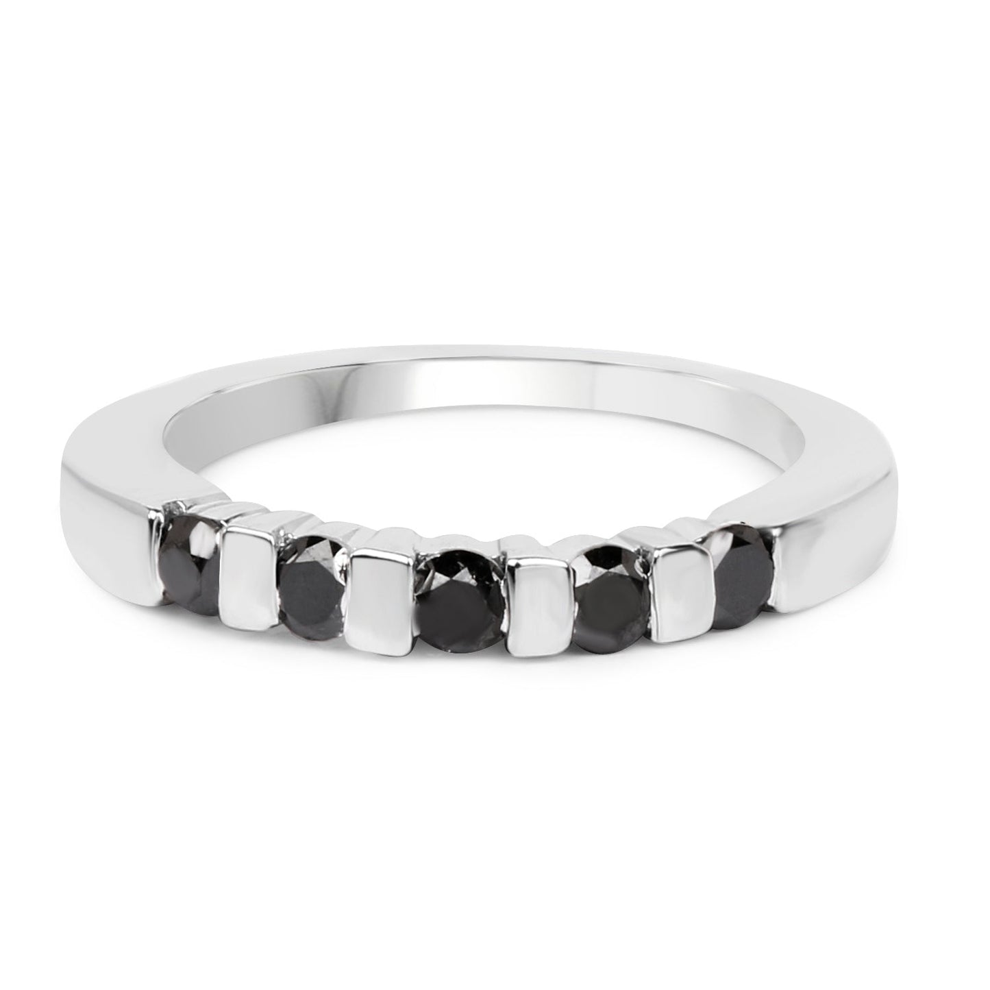 0.50 Carat Genuine Black Diamond Sterling Silver Ring