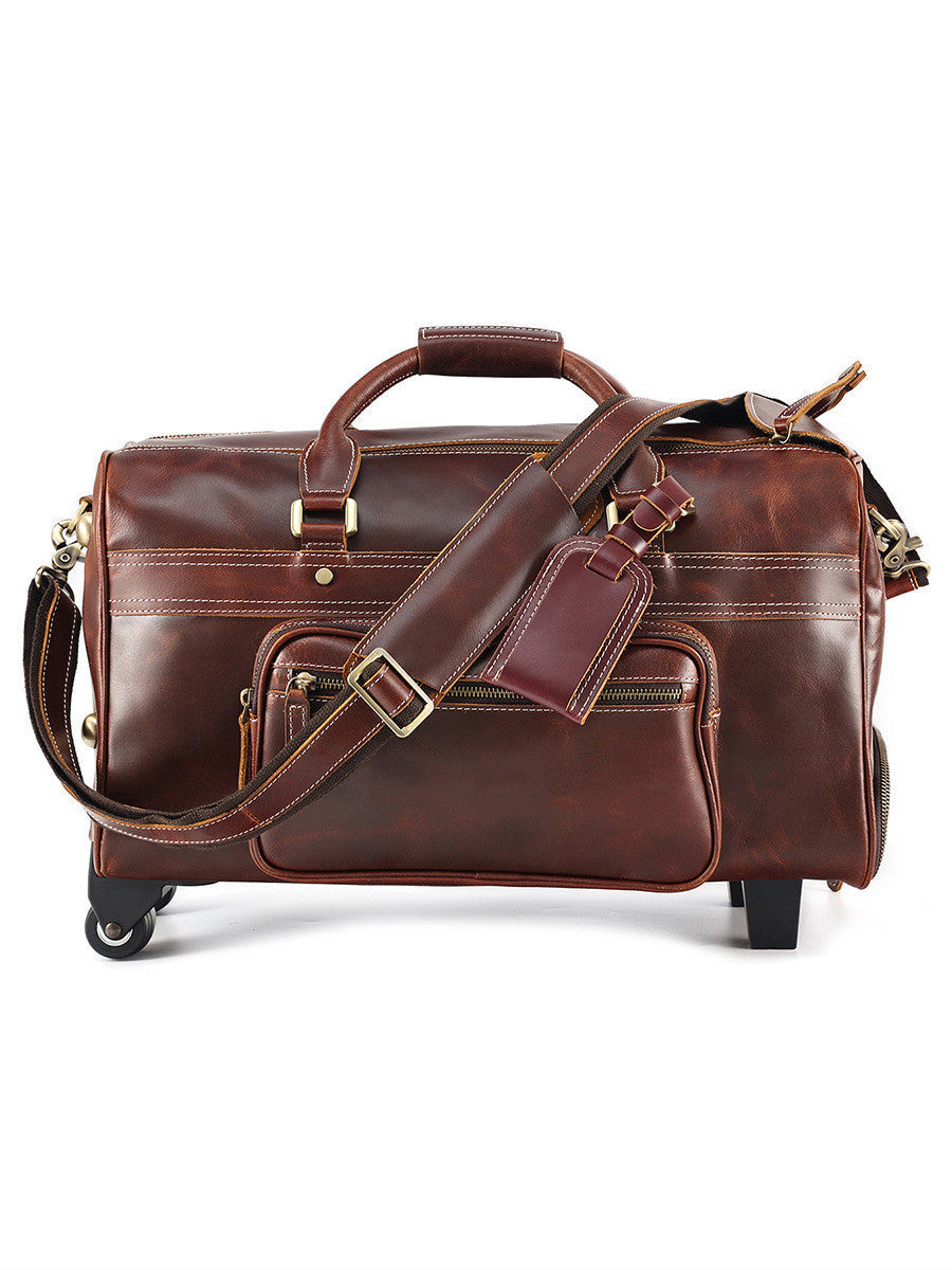 Bolsa de Viaje Portátil Retro de Cuero para Hombres
