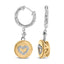 Pendientes Medallón Corazón de Diamante de Plata Esterlina Baño de Oro Amarillo de 18K