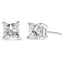 Boucles d'oreilles en diamant taille princesse certifiées AGS 2/5 Cttw en or blanc 14K