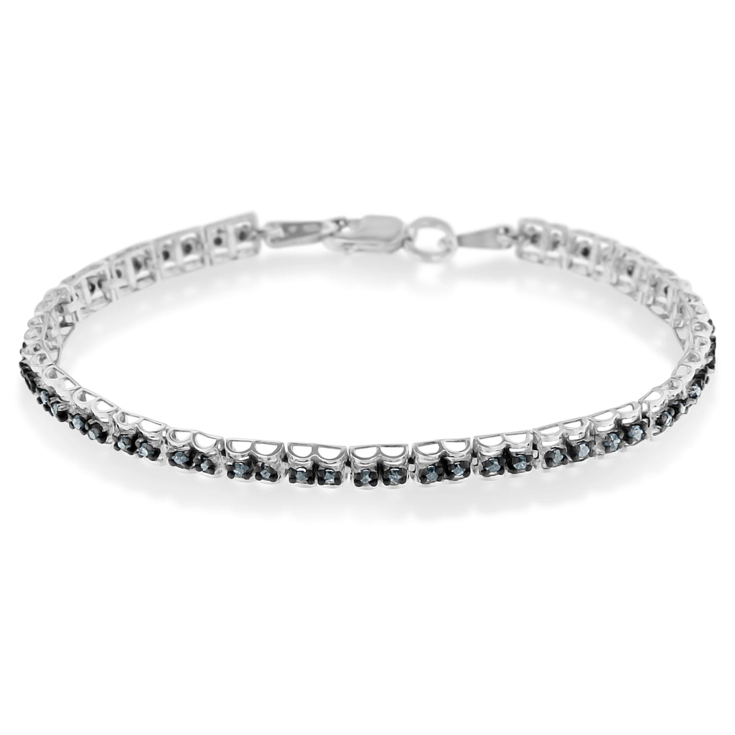 Pulsera de Tenis de Diamantes con Rodio Negro sobre Plata Esterlina .925 y Corte Rosa