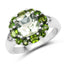 Anillo de Plata de Ley con Amatista Verde de 3.49 Quilates y Diopside Cromado
