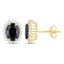 Boucles d'oreilles en saphir bleu et diamant de 3,32 carats en or 14K