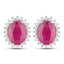Boucles d'oreilles en or blanc 14K avec rubis et diamants blancs de 3,14 carats