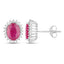 Boucles d'oreilles en or blanc 14K avec rubis et diamants blancs de 3,14 carats