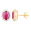 Pendientes de Rubí y Diamante Genuine de 3.14 Quilates en Oro Amarillo de 14K