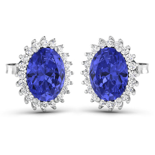 2.56 Carat Genuine Tanzanite and Diamond 14K White Gold Earrings