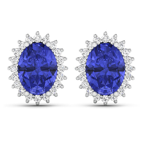 2.56 Carat Genuine Tanzanite and Diamond 14K White Gold Earrings