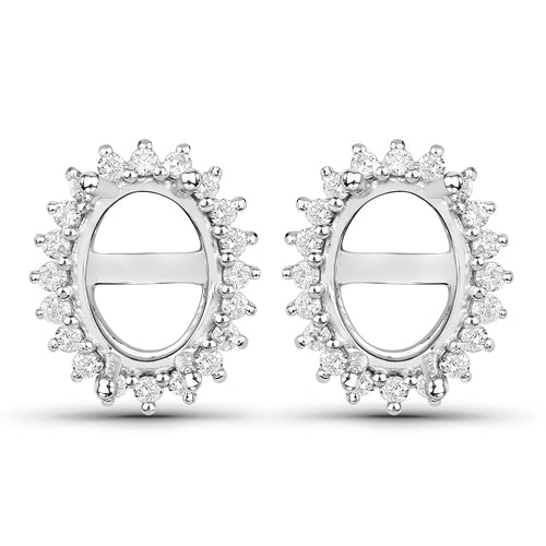 Pendientes Semi Montura de Diamante Blanco Genuino de 0.26 Quilates en Oro Blanco de 14K