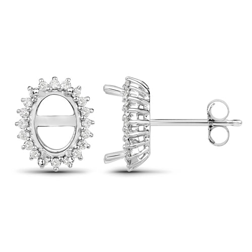 Pendientes Semi Montura de Diamante Blanco Genuino de 0.26 Quilates en Oro Blanco de 14K