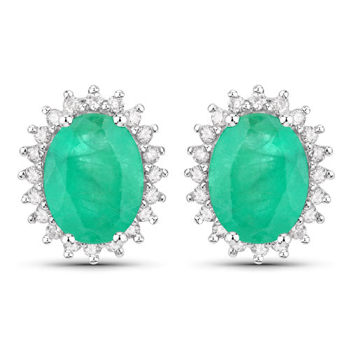 Pendientes de Esmeralda Zambiana y Diamante Blanco de 2.66 Quilates