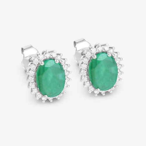 Pendientes de Esmeralda Zambiana y Diamante Blanco de 2.66 Quilates