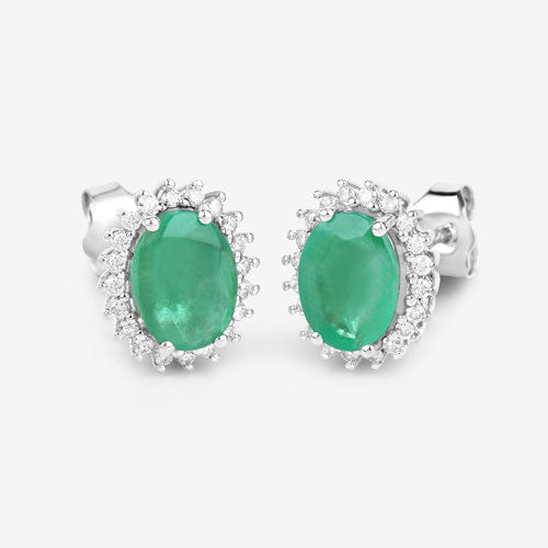 Pendientes de Esmeralda Zambiana y Diamante Blanco de 2.66 Quilates