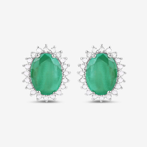 Pendientes de Esmeralda Zambiana y Diamante Blanco de 2.66 Quilates