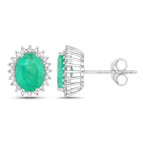 Pendientes de Esmeralda Zambiana y Diamante Blanco de 2.66 Quilates