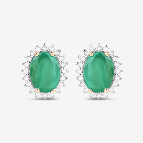 2.66 Carat Genuine Zambian Emerald and Diamond Halo Earrings