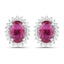 1.16 Carat Genuine Ruby and White Diamond 14K White Gold Earrings