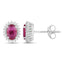 1.16 Carat Genuine Ruby and White Diamond 14K White Gold Earrings