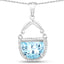 Pendentif en Topaze Bleue Suisse de 4,08 Carats et Topaze Blanche en Argent Sterling