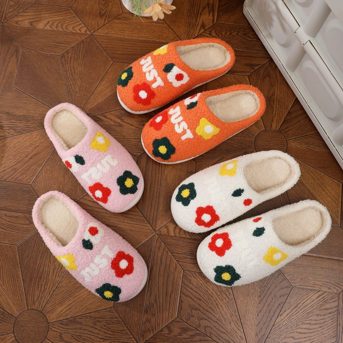 Chaussons en coton à fleurs pour femmes
