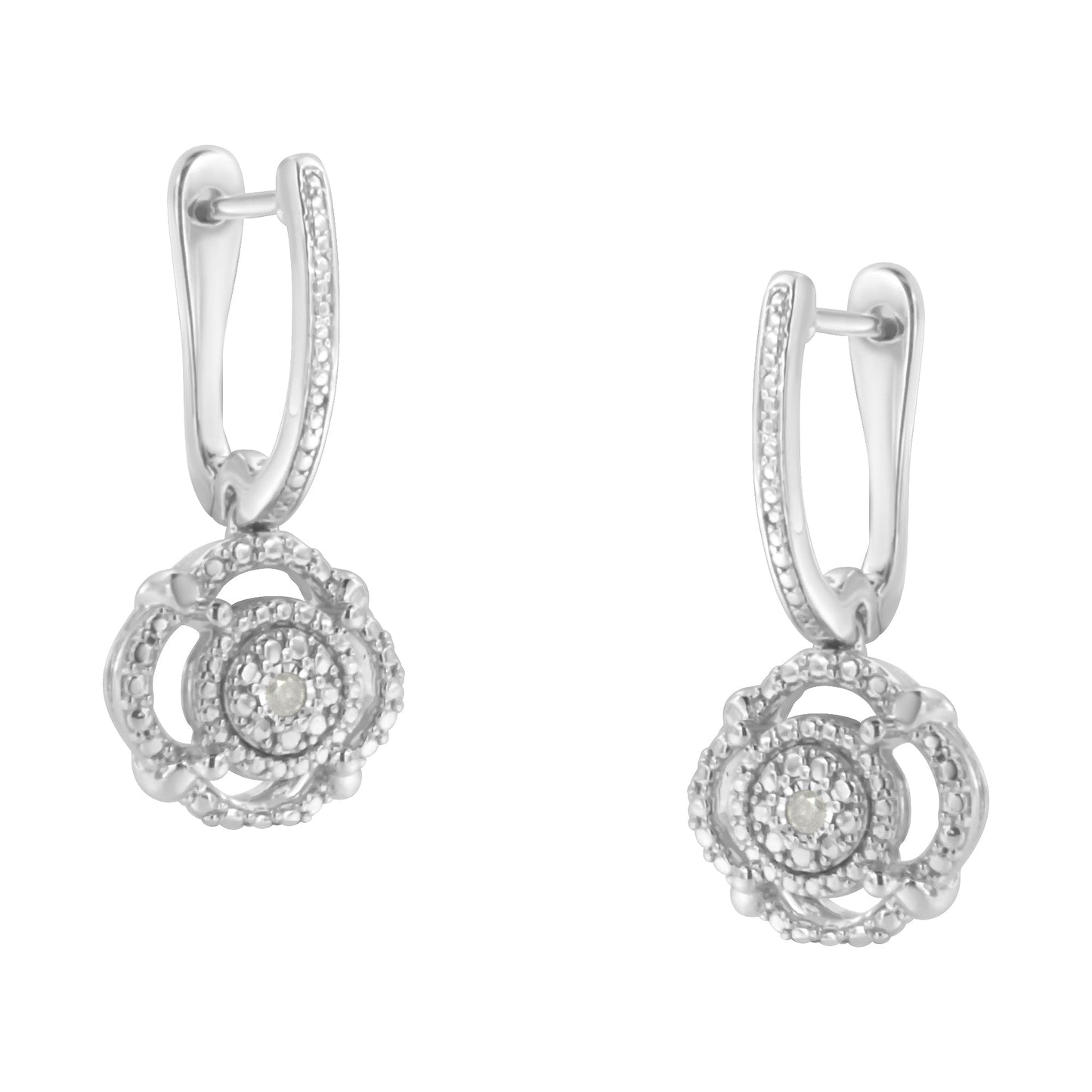 .925 Sterling Silver Diamond Accent Drop Earrings