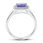 Bague en argent sterling avec tanzanite et topaze blanche de 1,12 carat