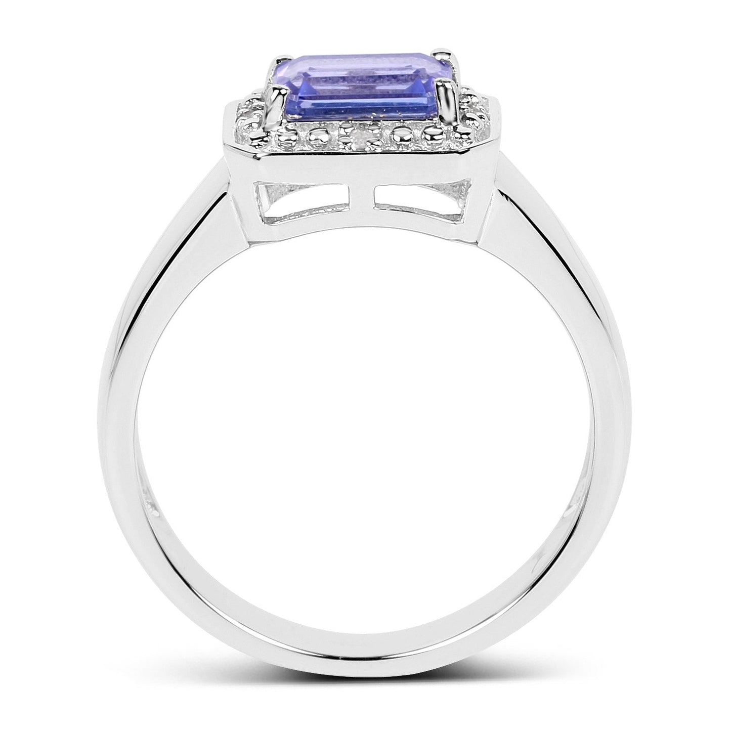 Bague en argent sterling avec tanzanite et topaze blanche de 1,12 carat