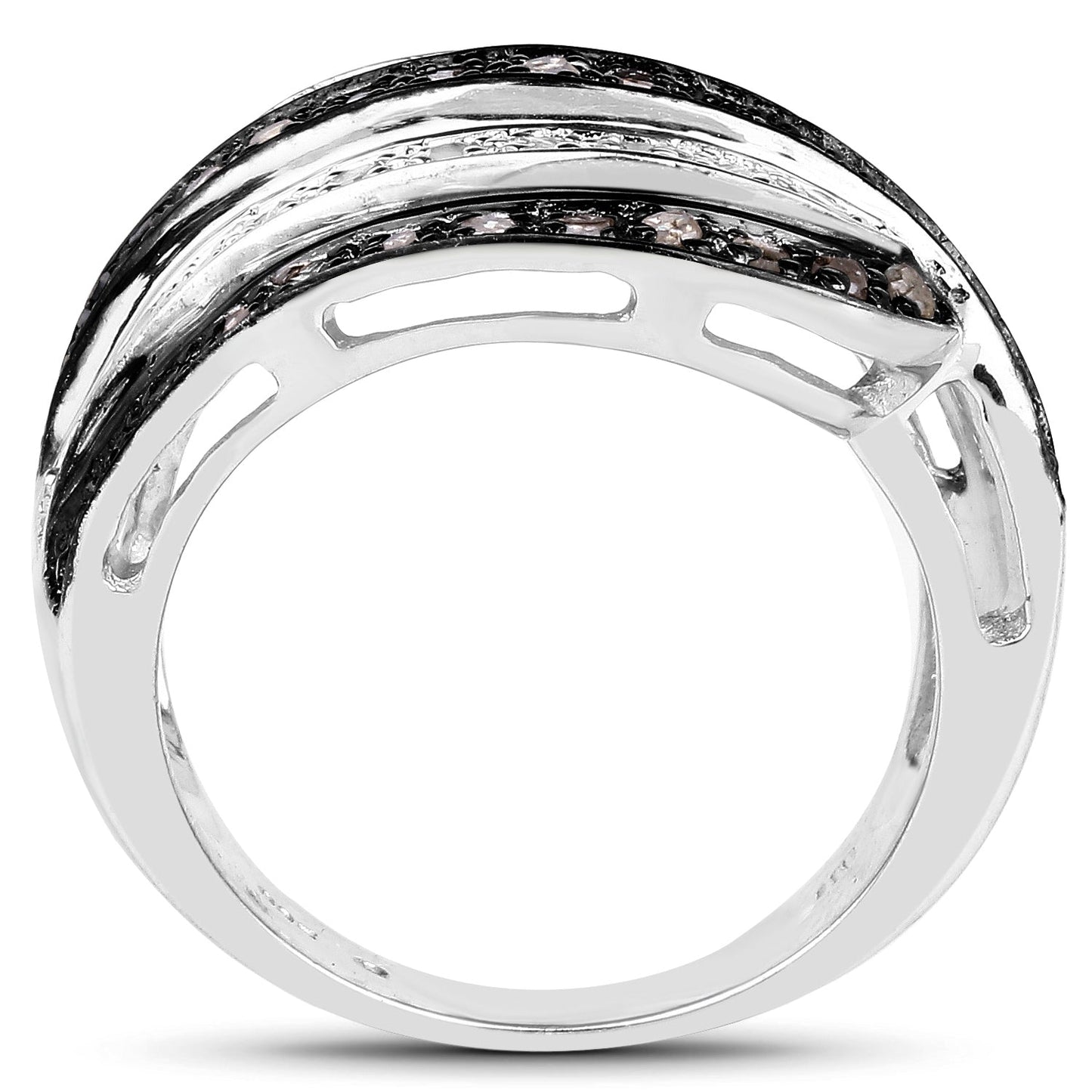0.80 Carat Brown and White Diamond Sterling Silver Engagement Ring