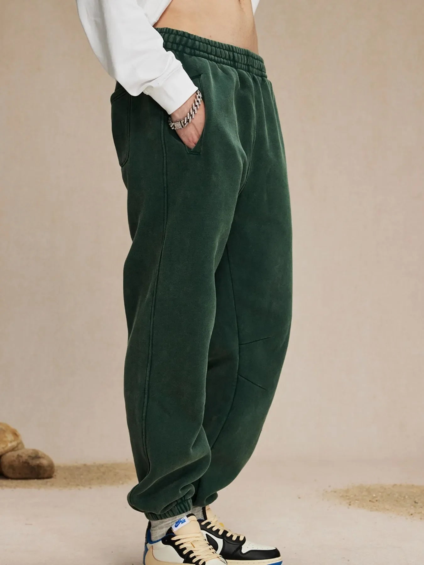 Pantalons de survêtement en coton élastique pour hommes