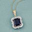 4.07 Carat Iolite and Diamond 14K Yellow Gold Pendant