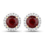 Boucles d'oreilles en or jaune 14K avec rubis et diamants blancs de 2,14 carats