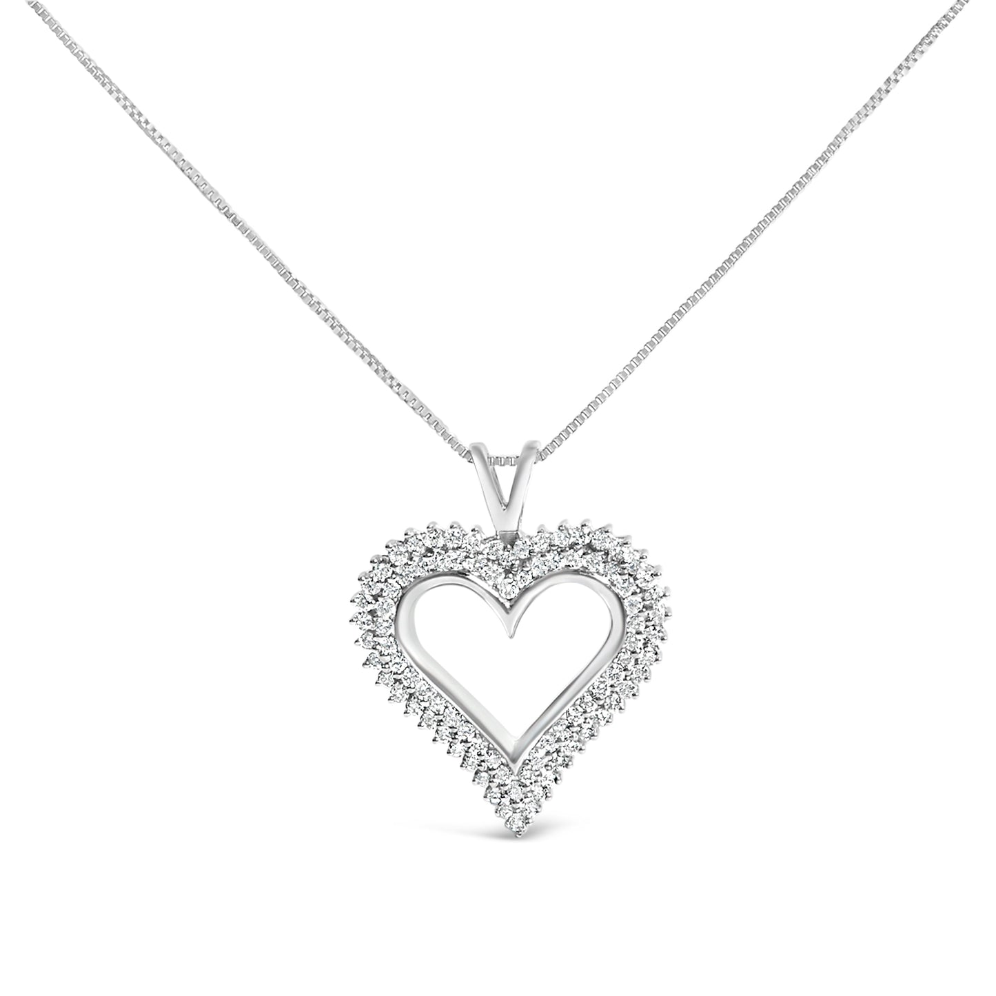 Collar de Colgante en Forma de Corazón Abierto de Diamante Creado en Laboratorio de Plata Esterlina