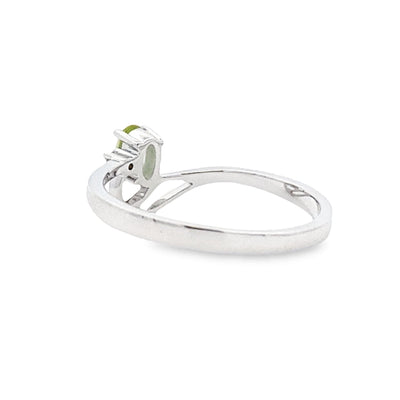 Natural .02ct Peridot Diamond Ring in 10KT White Gold